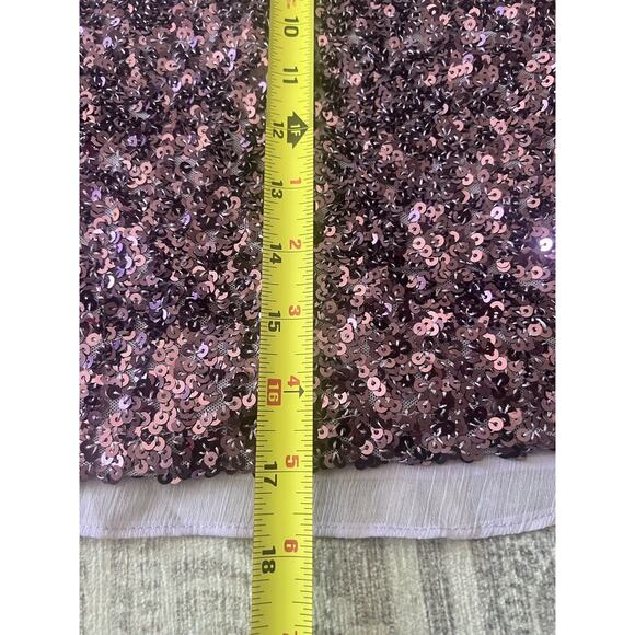 ENDLESS ROSE Purple Sequin Sparkle Encrusted Cropped Party Blouse Top - Picture 15 of 16